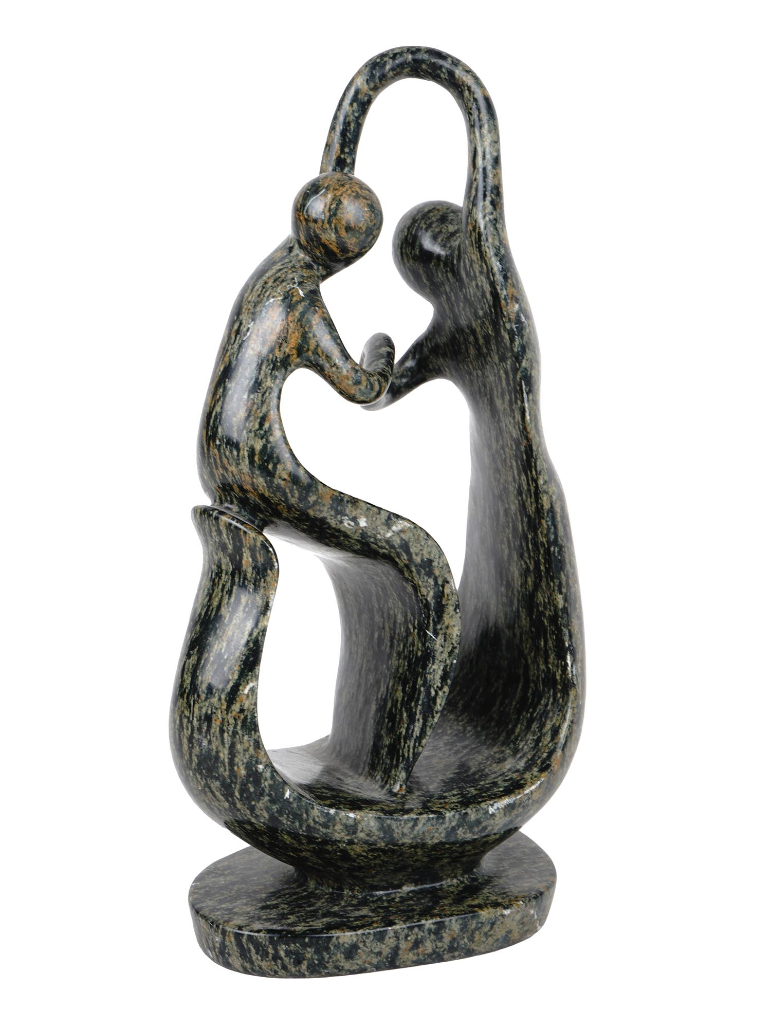 MARBLE SCULPTURE TWO FIGURES LOVERS SIGNED MWAMBA PIC-0